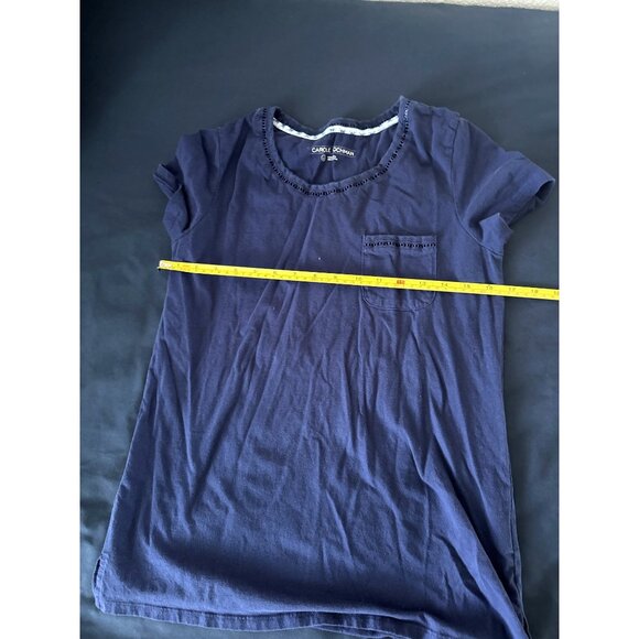 Carole Hochman Navy Blue Short-Sleeve Womens T-Shirt With Pocket Detail Size Sma - Picture 7 of 7